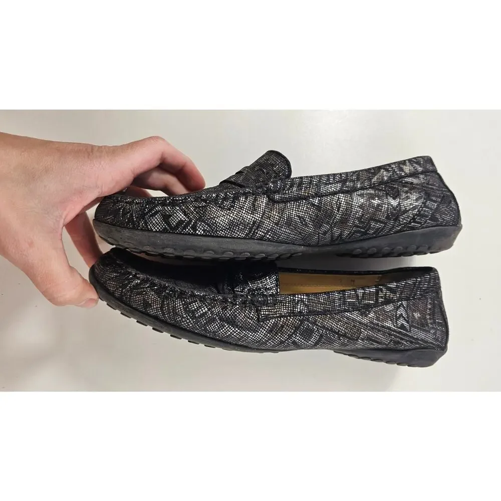 Vaneli Penny Loafer Shoe 9 M Black Metallic Aztec Slip On teacher career casual#